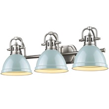  3602-BA3 PW-SF - Duncan 3 Light Bath Vanity in Pewter with a Seafoam Shade